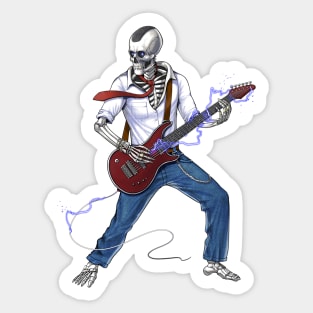 Skeleton Metal Music Guitarist Sticker